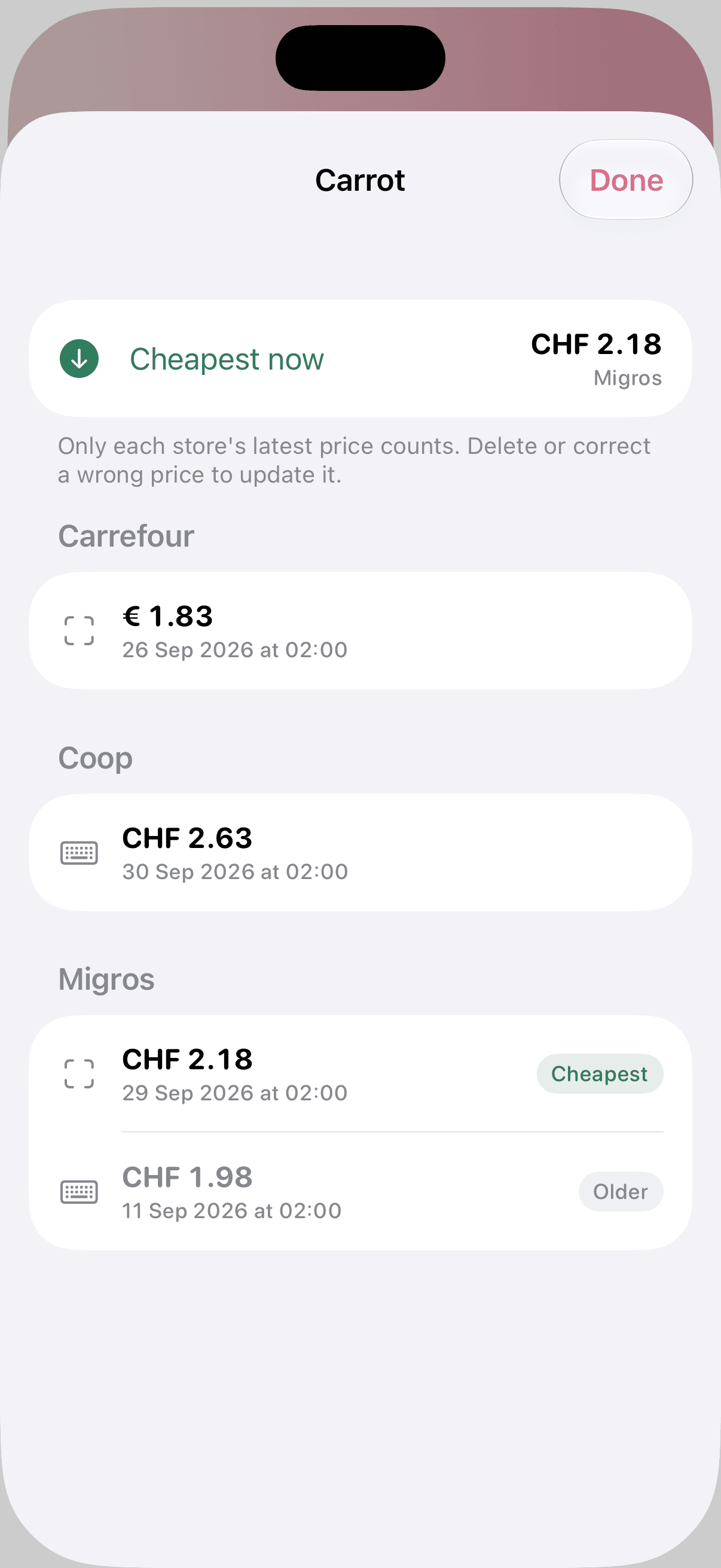 Price comparison